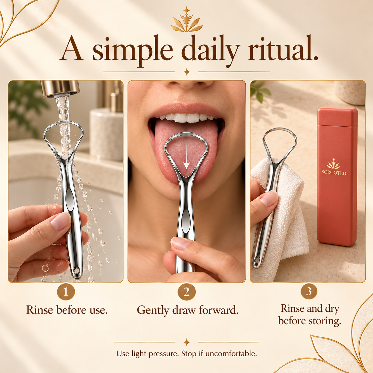 SOROOTED Spoon Tongue Scraper — daily routine artwork