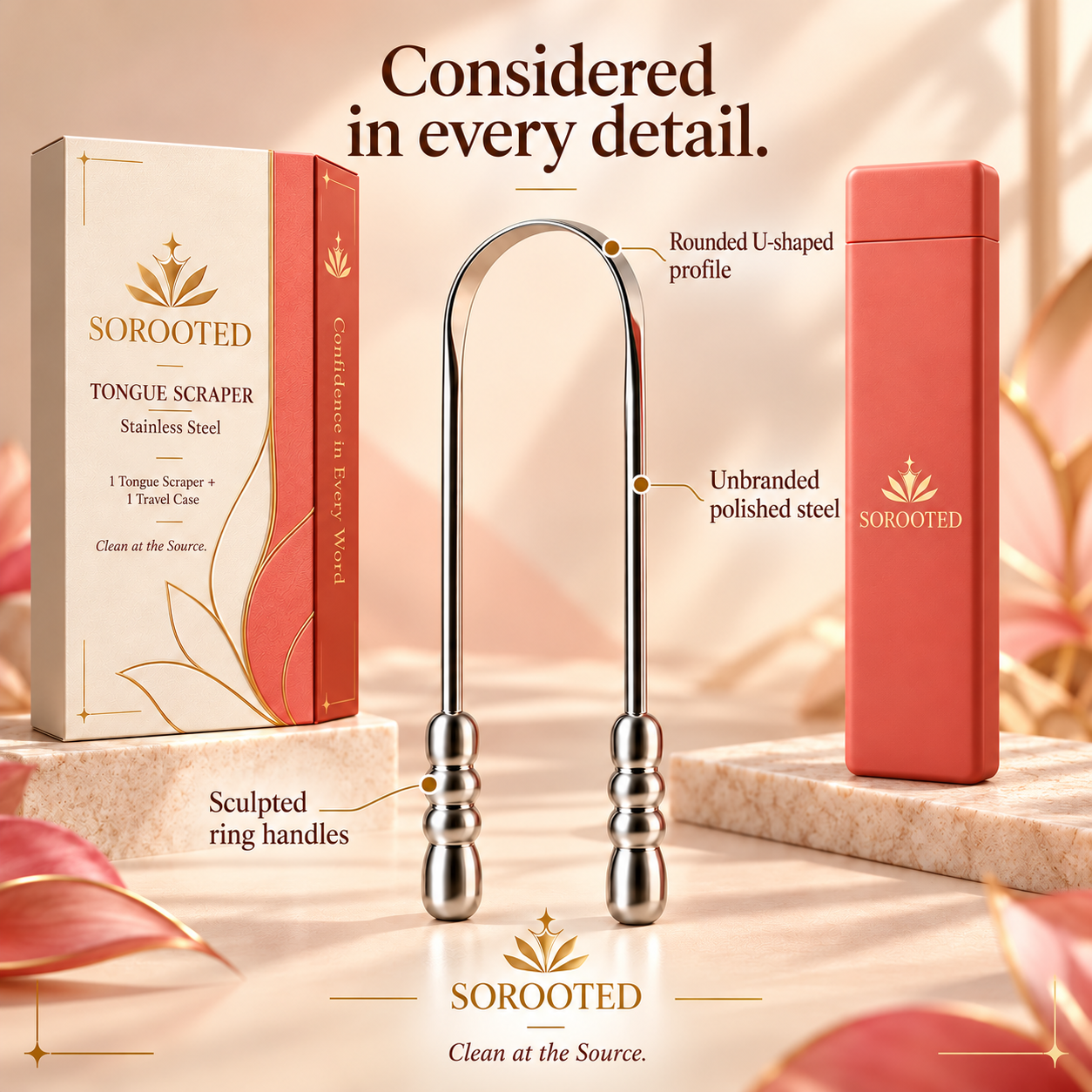 SOROOTED U-shaped Tongue Scraper — design details artwork