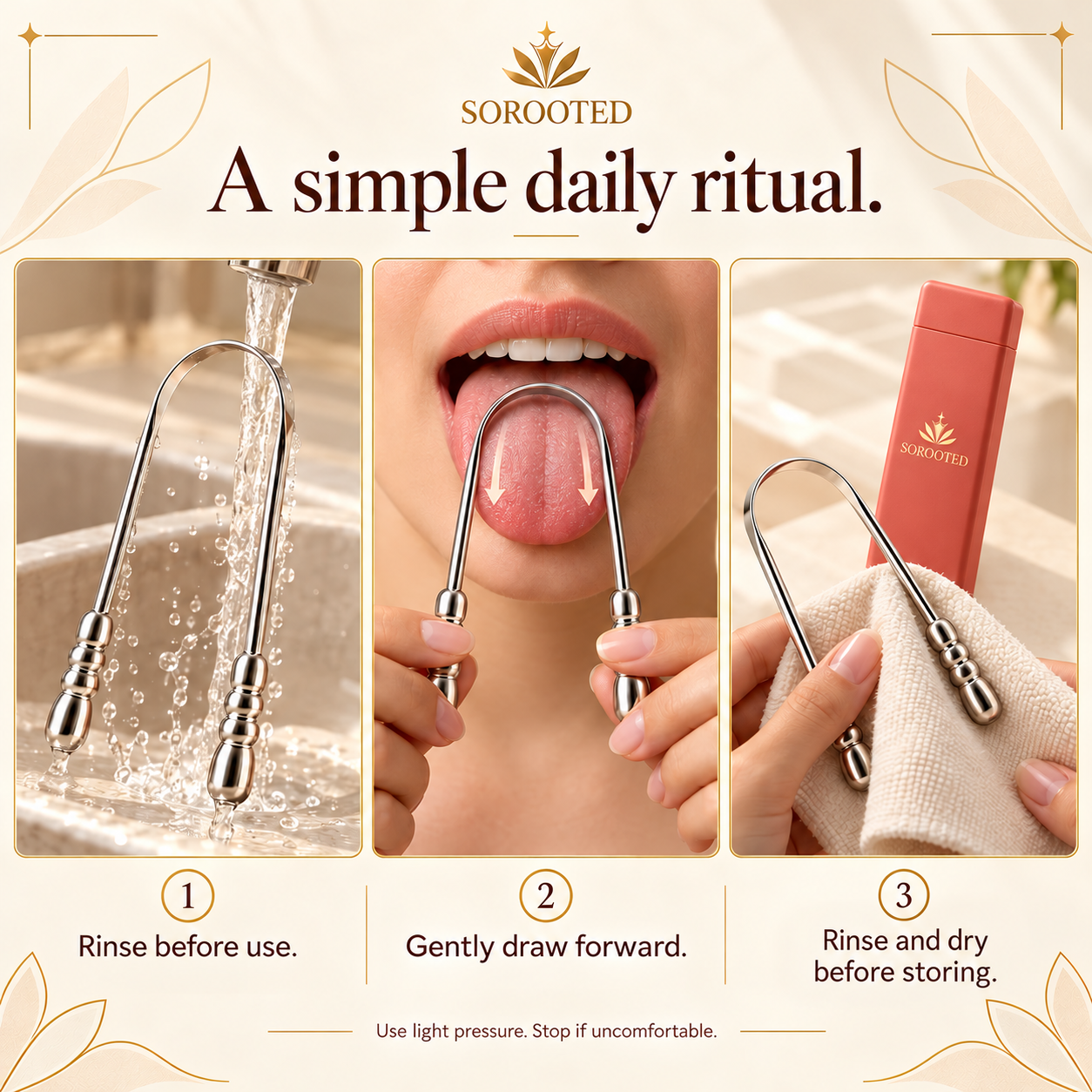 SOROOTED U-shaped Tongue Scraper — daily routine artwork